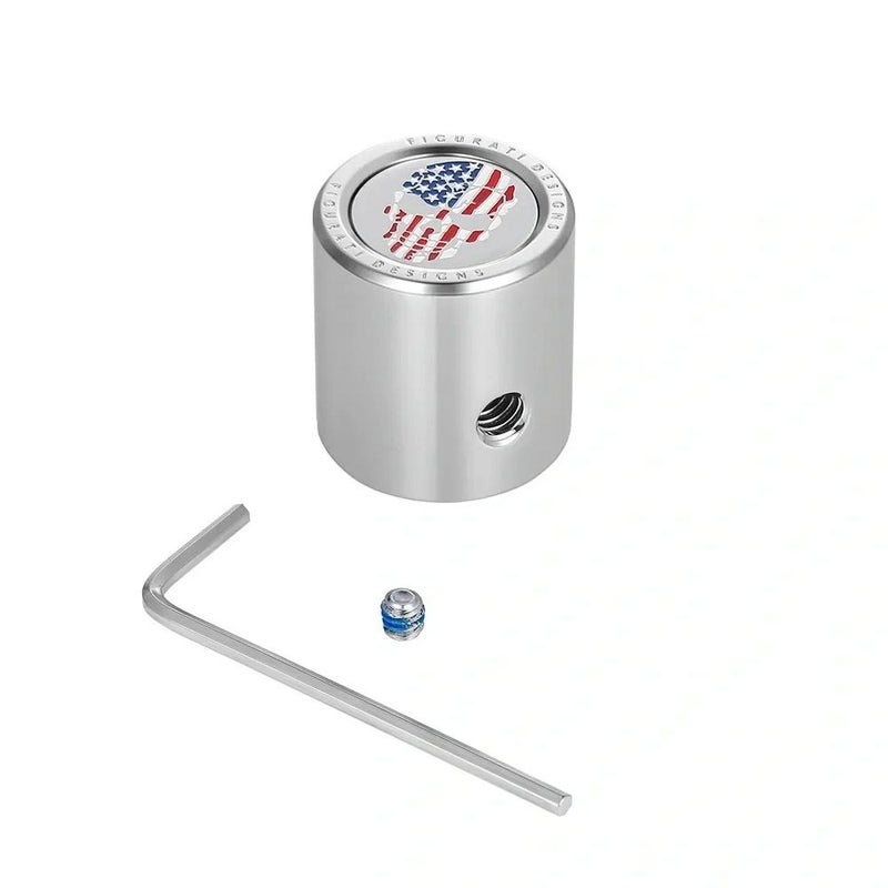 ツーリング カラー星条旗スカルデザイン ヒール&トウシフターカバー (シルバー)