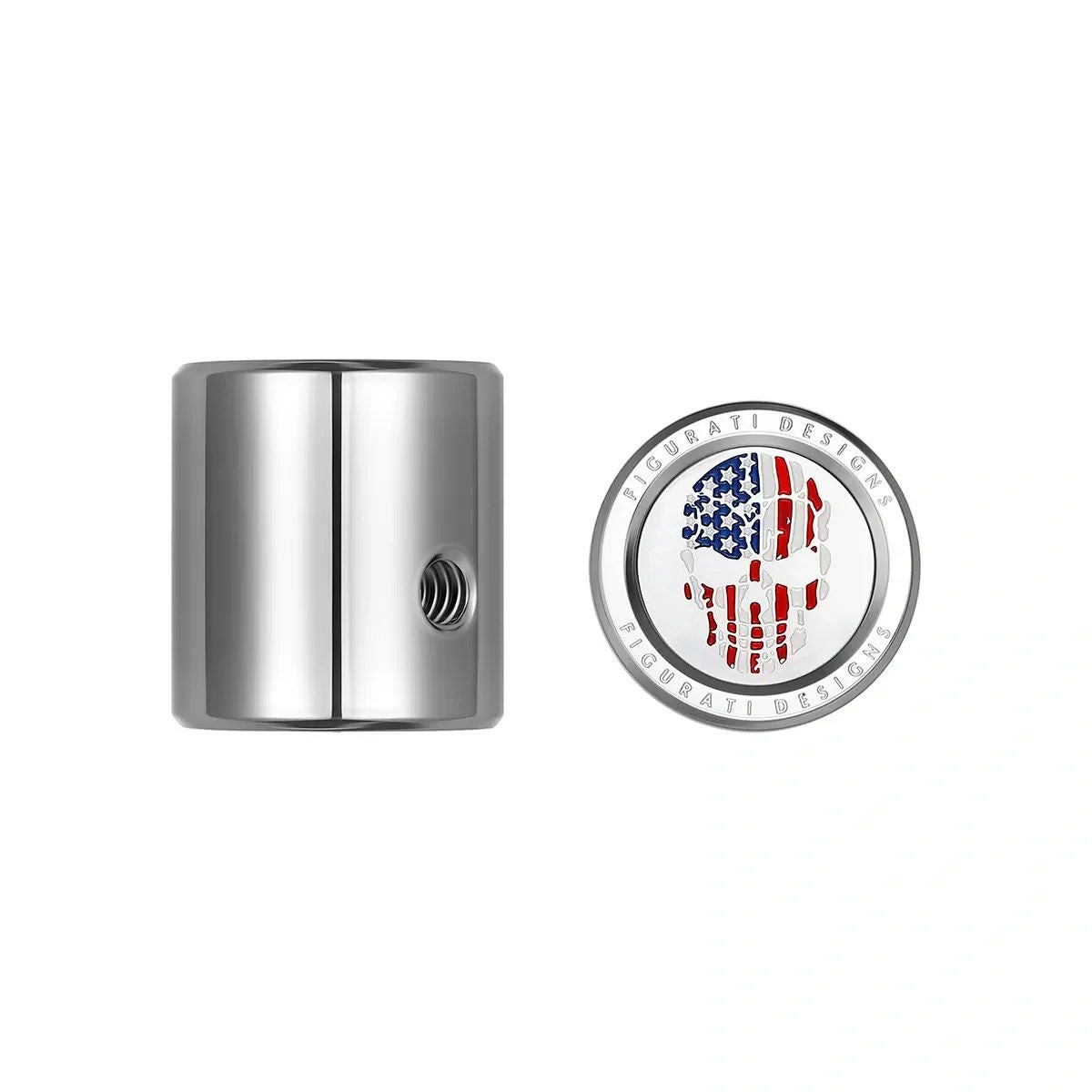 ツーリング カラー星条旗スカルデザイン ヒール&トウシフターカバー (シルバー)1