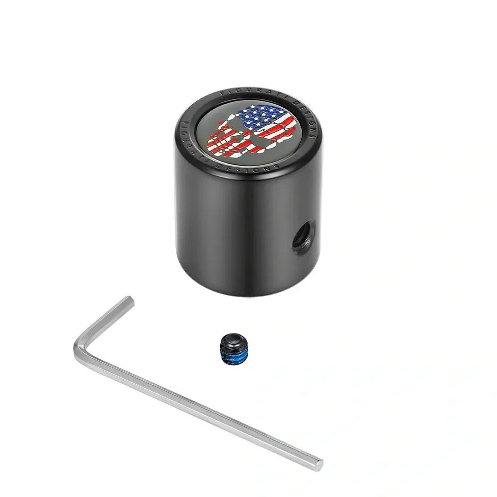 ツーリング カラー星条旗スカルデザイン ヒール&トウシフターカバー (ブラック)