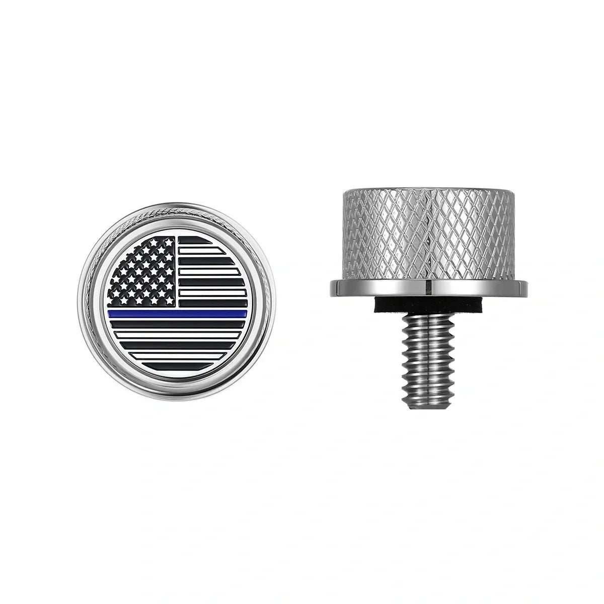 ハーレー シートスクリュー ブルーライン入り星条旗デザイン (シルバー)1