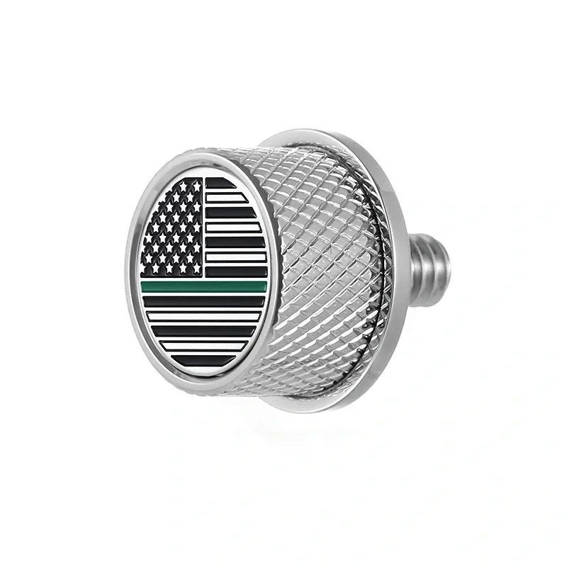 ハーレー シートスクリュー グリーンライン入り星条旗デザイン (シルバー)