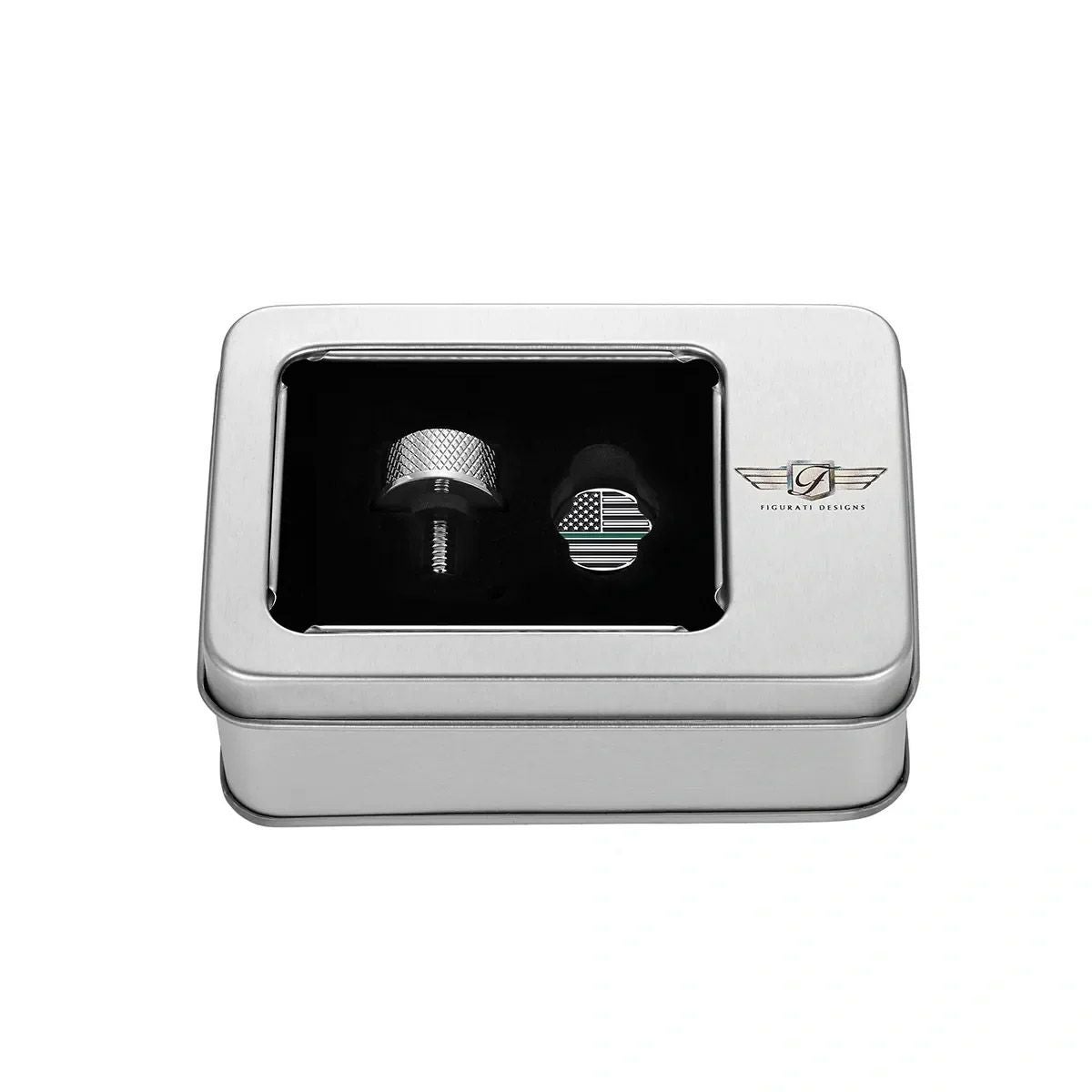 ハーレー シートスクリュー グリーンライン入り星条旗デザイン (シルバー)2