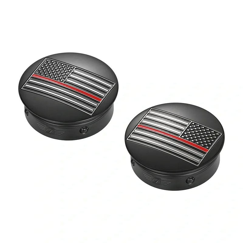  ツーリング、トライク スイングアーム ピボットカバー レッドライン入り星条旗デザイン (ブラック)