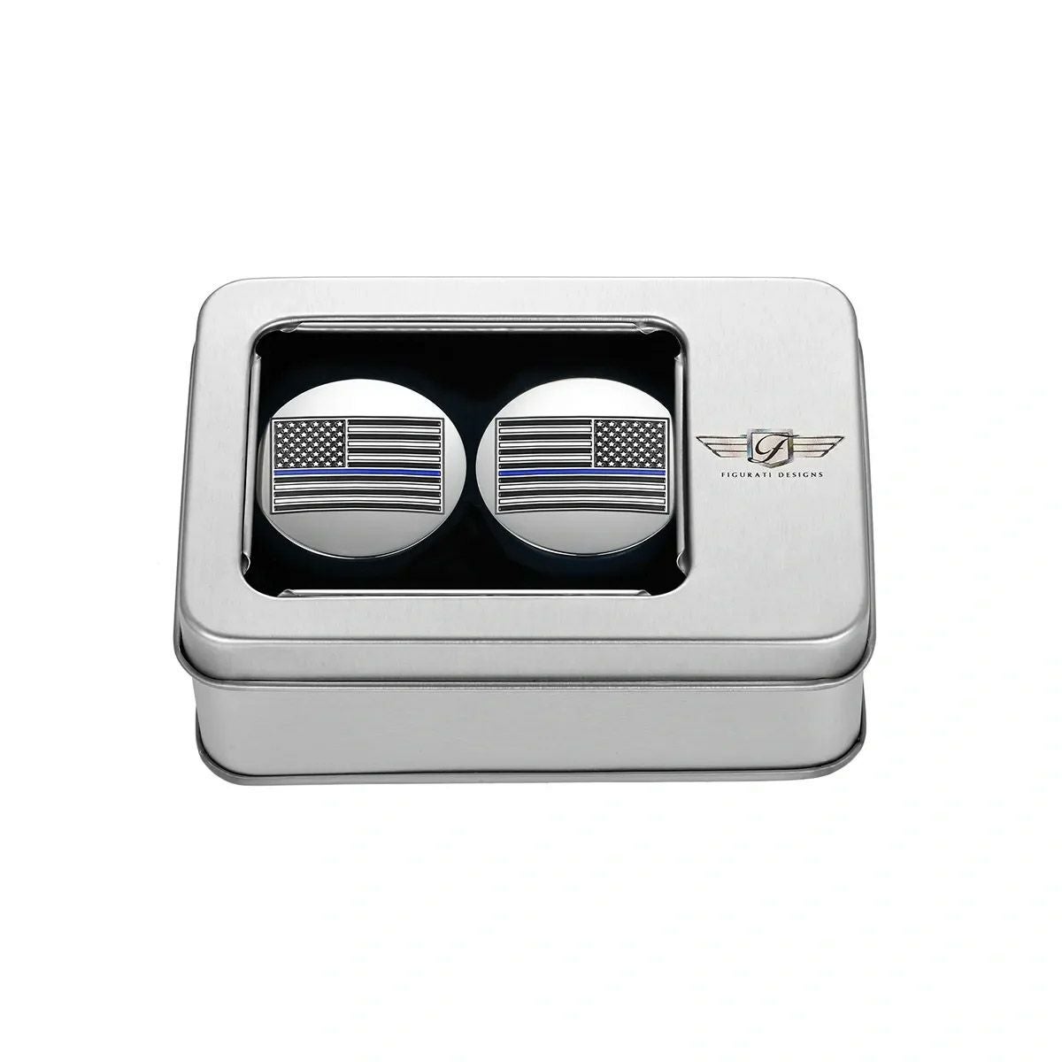 ツーリング、トライク スイングアーム ピボットカバー ブルーライン入り星条旗デザイン (シルバー)2