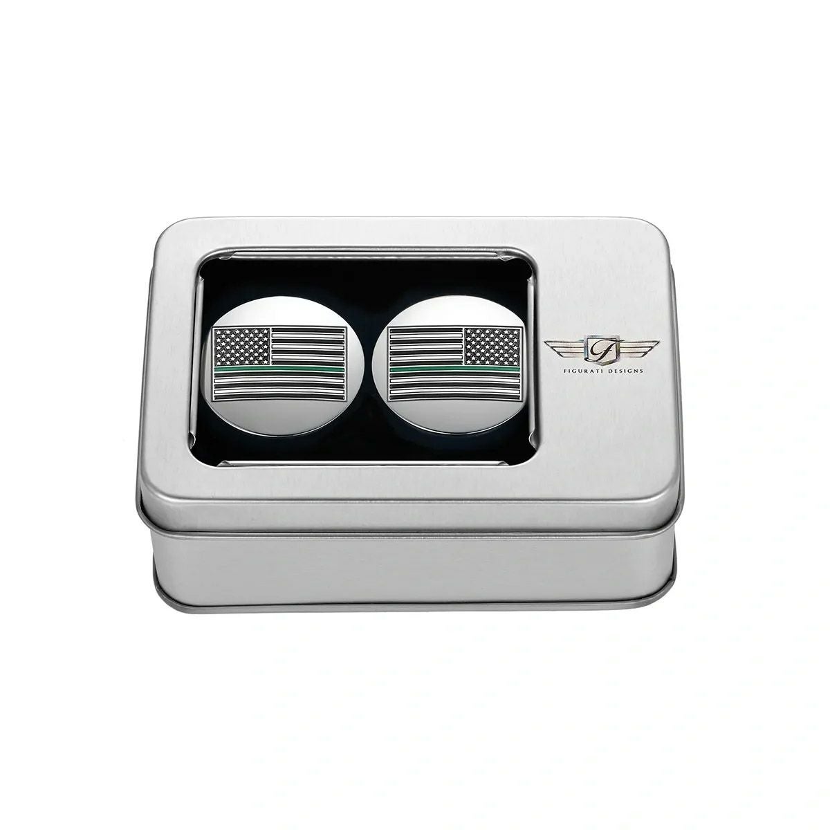 ツーリング、トライク スイングアーム ピボットカバー グリーンライン入り星条旗デザイン (シルバー)2