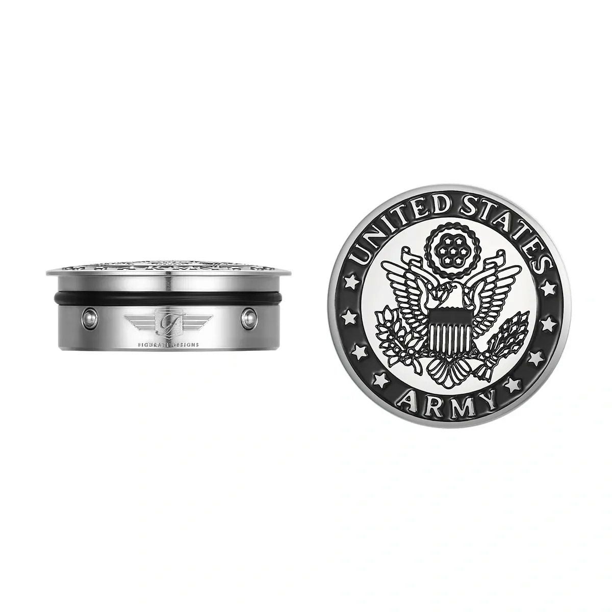 ツーリング、トライク スイングアーム ピボットカバー USアーミーデザイン (シルバー)1