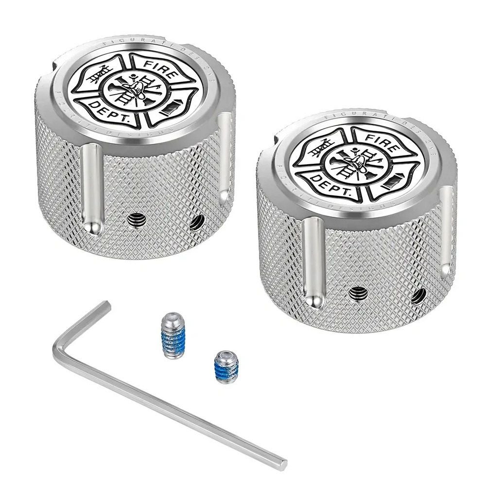 ハーレー フロントアクスルカバー 消防士マルタ十字デザイン (シルバー)