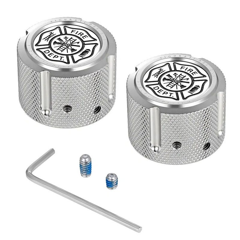 ハーレー フロントアクスルカバー 消防士マルタ十字デザイン (シルバー)