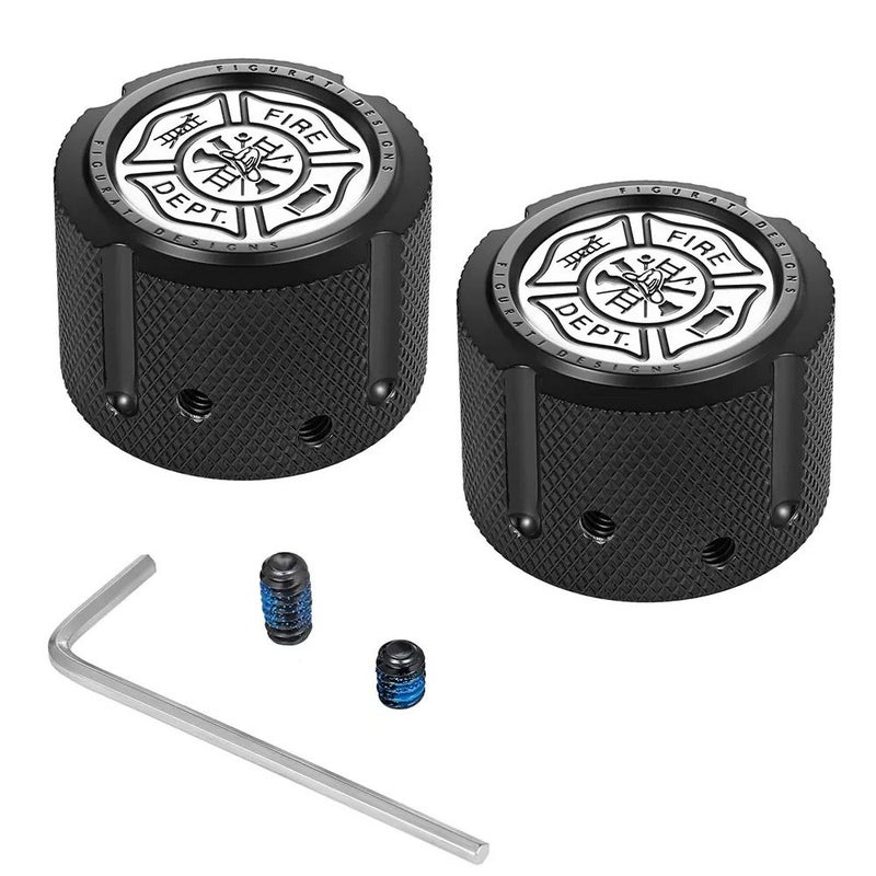 ハーレー フロントアクスルカバー 消防士マルタ十字デザイン (ブラック)