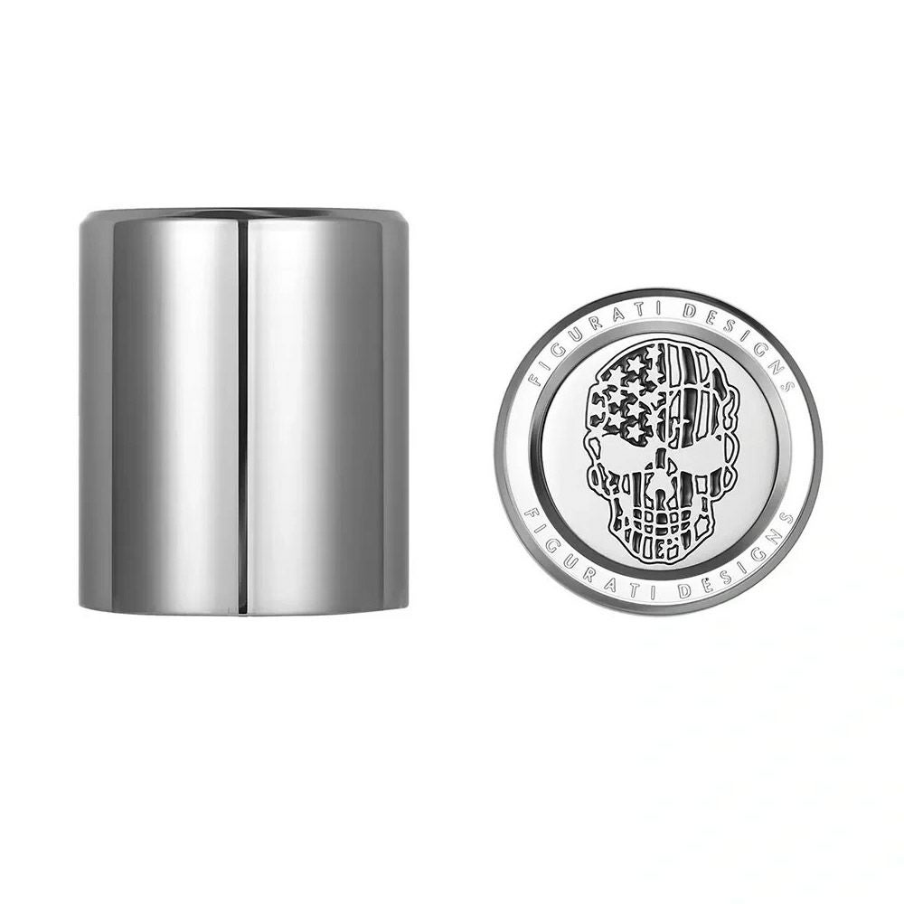 ハーレー ドッキングポイントカバー ワイド 星条旗スカルデザイン (シルバー)