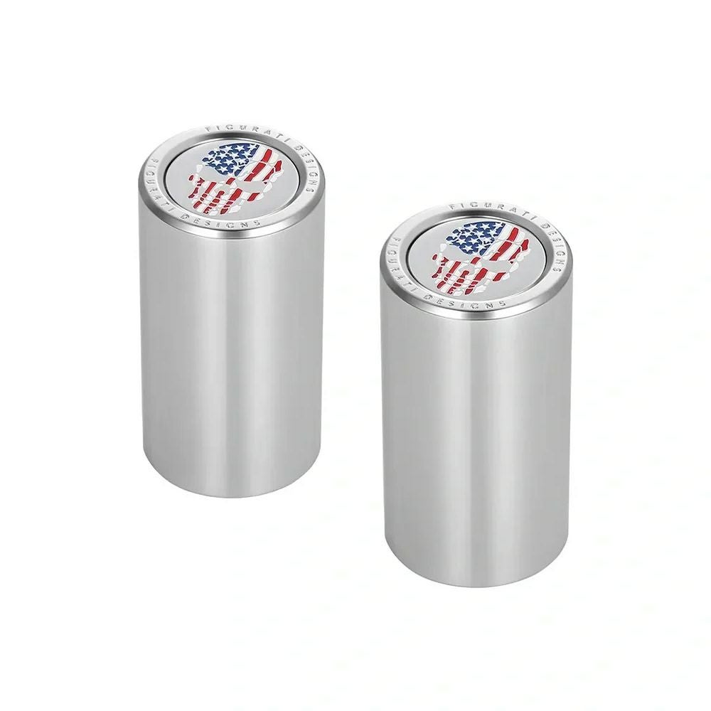 ハーレー ドッキングポイントカバー ロング カラー星条旗スカルデザイン (シルバー)