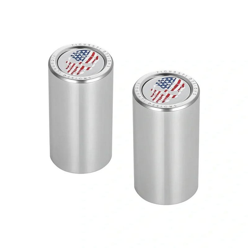 ハーレー ドッキングポイントカバー ロング カラー星条旗スカルデザイン (シルバー)