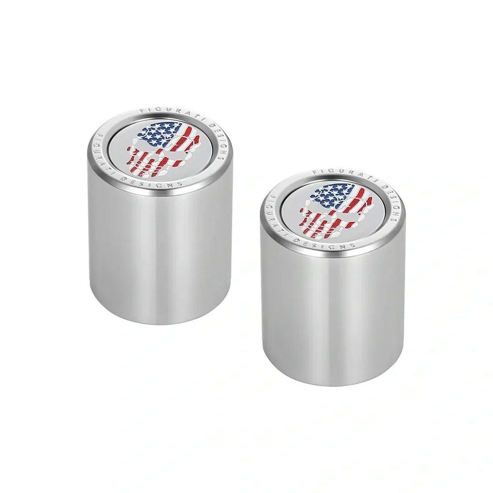 ハーレー ドッキングポイントカバー ワイド カラー星条旗スカルデザイン (シルバー)