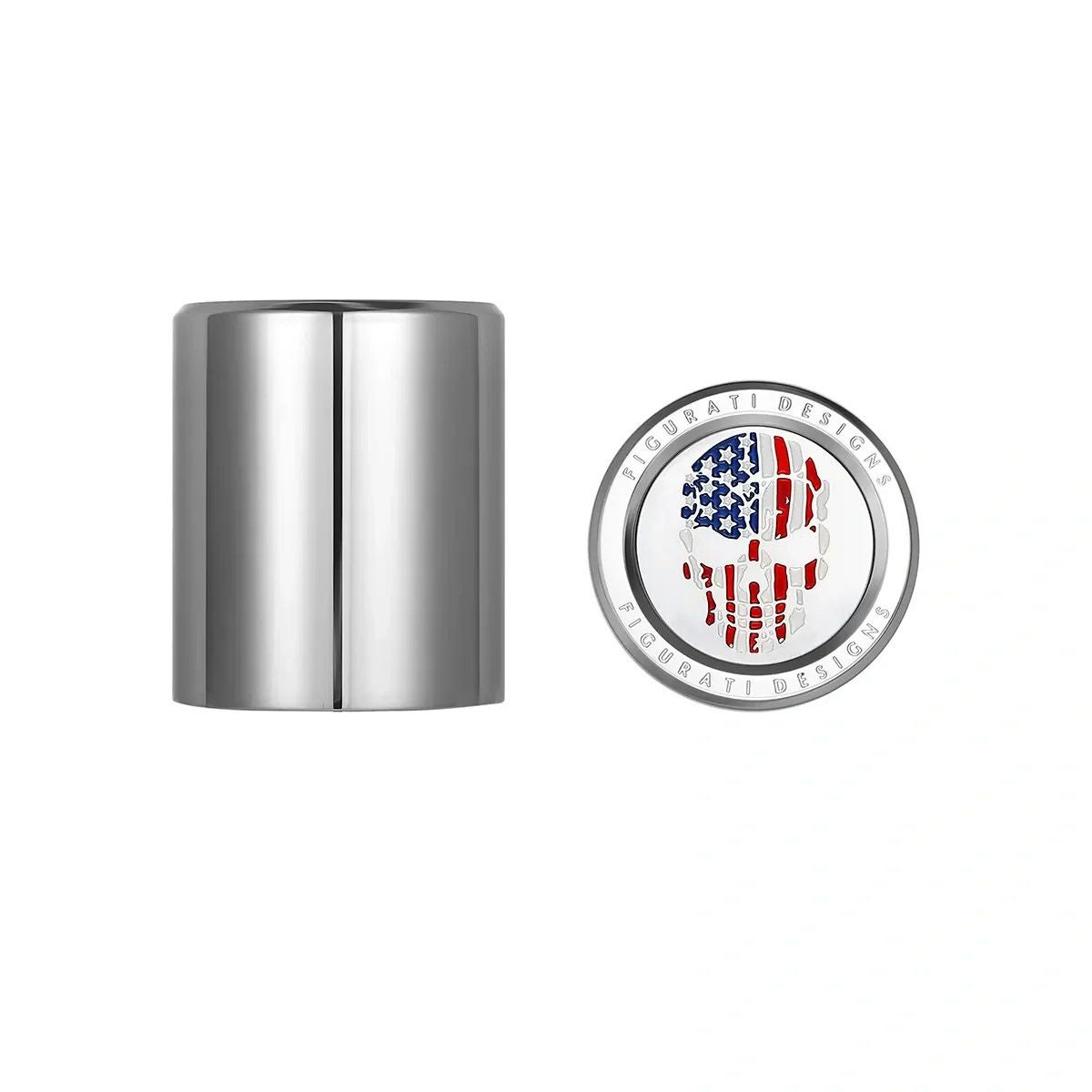 ハーレー ドッキングポイントカバー ワイド カラー星条旗スカルデザイン (シルバー)1