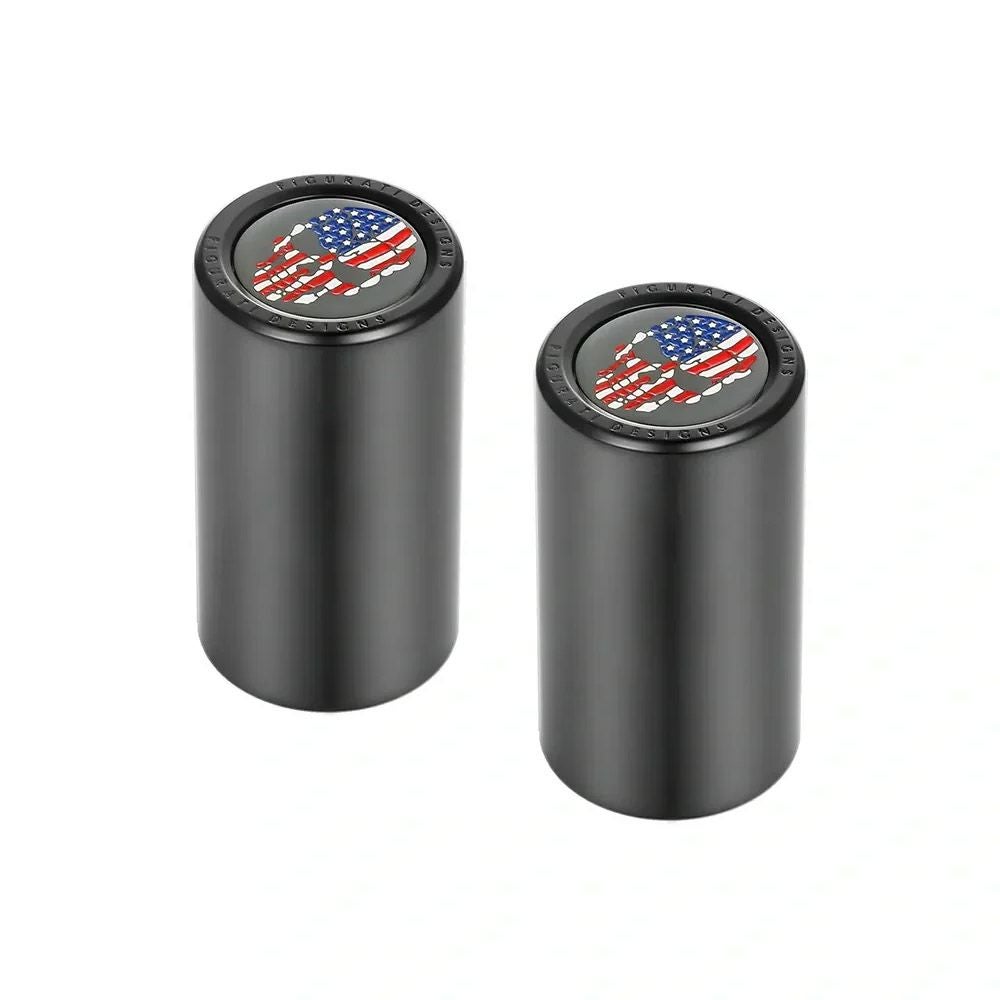 ハーレー ドッキングポイントカバー ロング カラー星条旗スカルデザイン (ブラック)