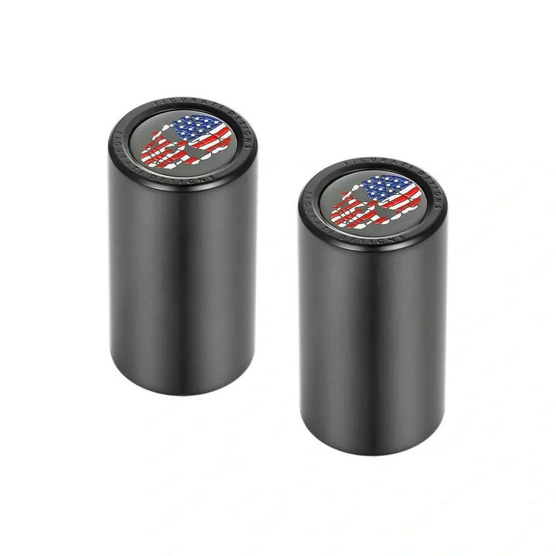 ハーレー ドッキングポイントカバー ロング カラー星条旗スカルデザイン (ブラック)