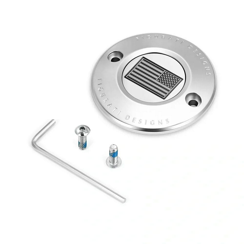  M8 ツーリング、トライク、ソフテイル タイマーカバー 星条旗デザイン (シルバー)