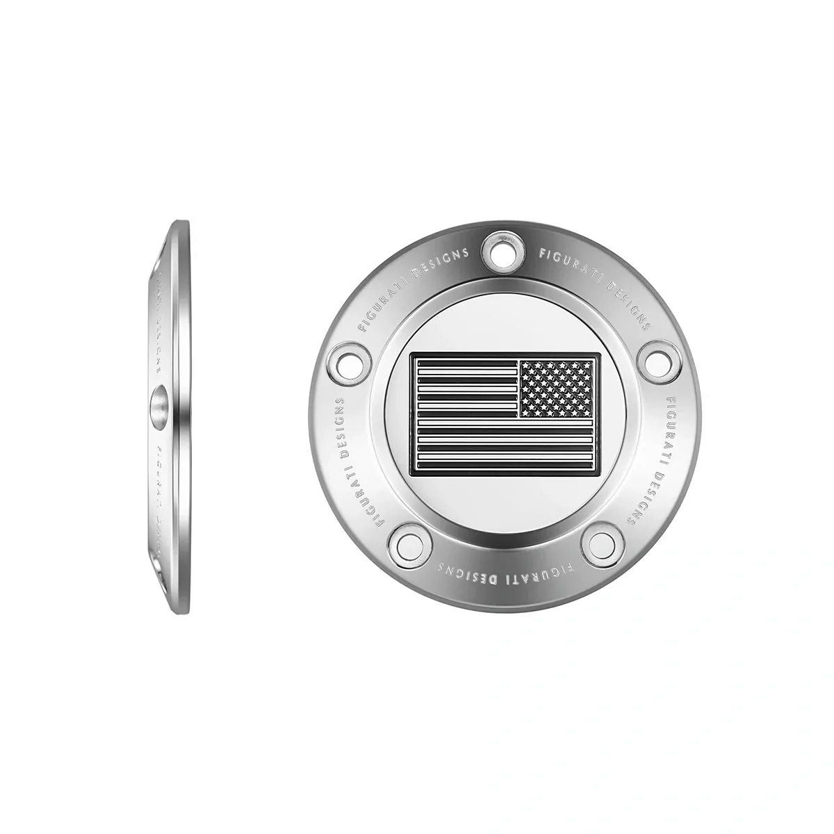 ツインカム ツーリング、ダイナ、ソフテイル、トライク タイマーカバー 星条旗デザイン (シルバー)1