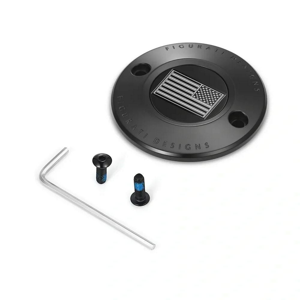  M8 ツーリング、トライク、ソフテイル タイマーカバー 星条旗デザイン (ブラック)