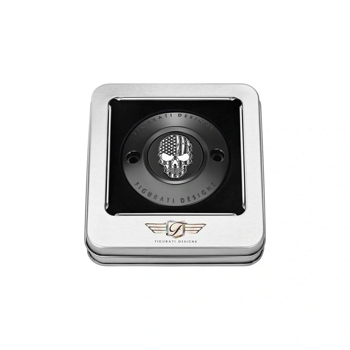 M8 ツーリング、トライク、ソフテイル タイマーカバー 星条旗スカルデザイン (ブラック)2