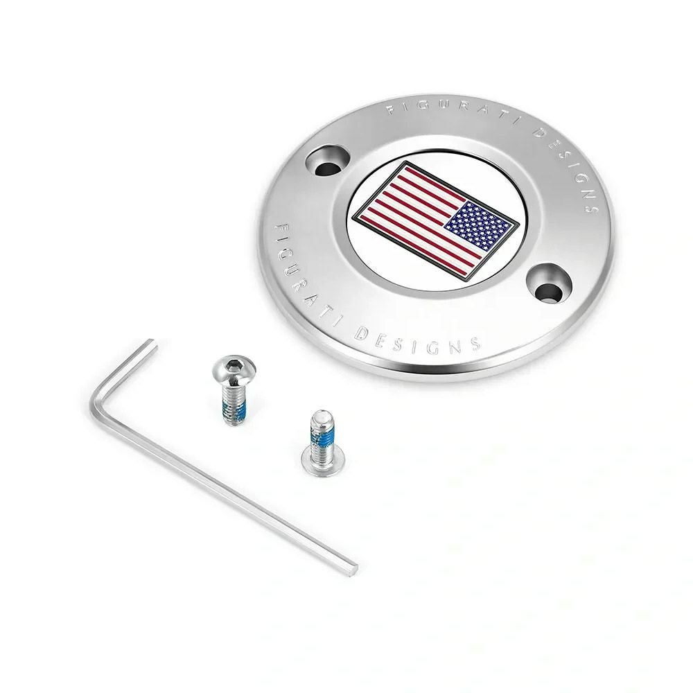 M8 ツーリング、トライク、ソフテイル タイマーカバー カラー星条旗デザイン (シルバー)