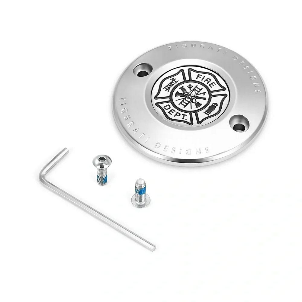 M8 ツーリング、トライク、ソフテイル タイマーカバー 消防士マルタ十字デザイン (シルバー)