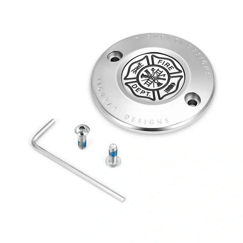 M8 ツーリング、トライク、ソフテイル タイマーカバー 消防士マルタ十字デザイン (シルバー)