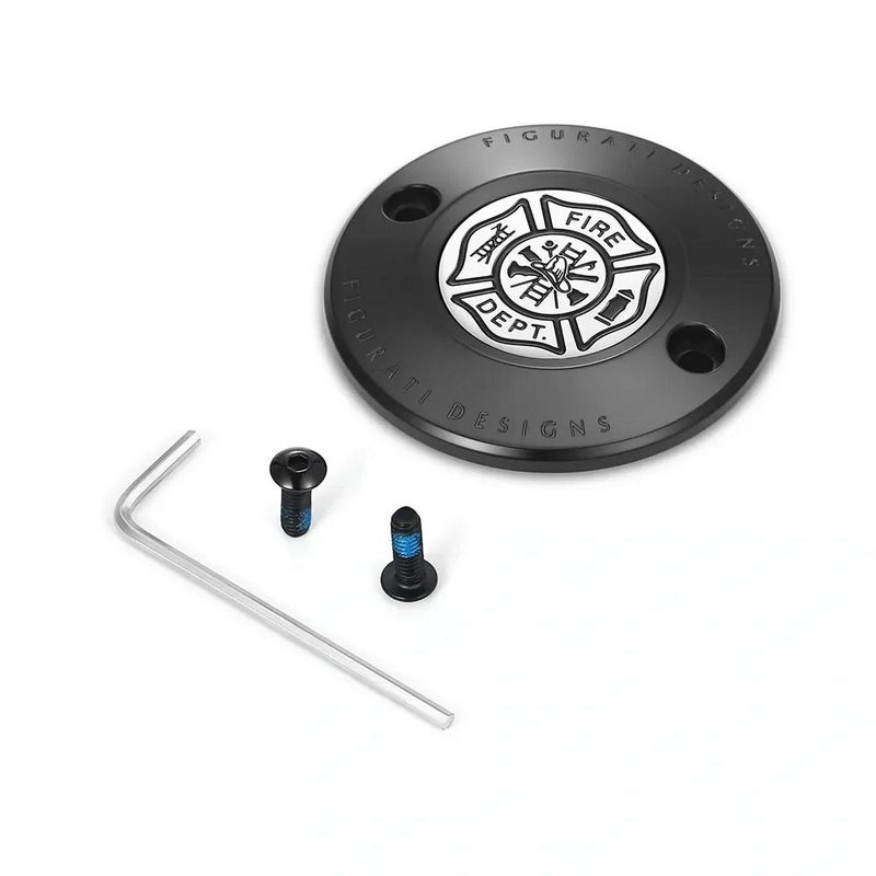 M8 ツーリング、トライク、ソフテイル タイマーカバー 消防士マルタ十字デザイン (ブラック)