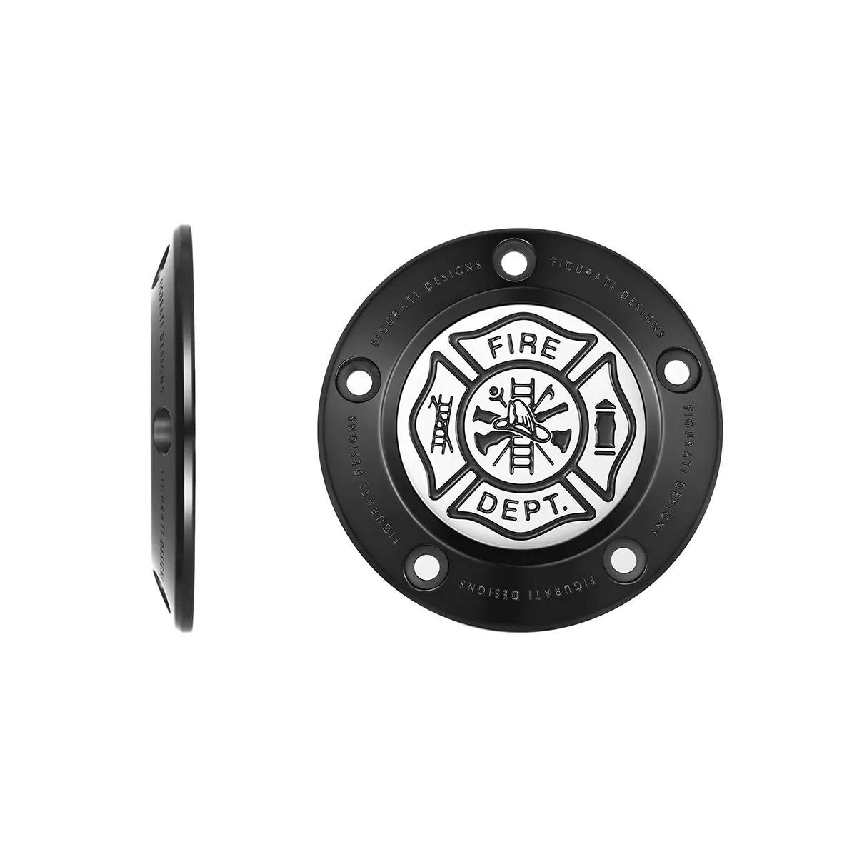 ツインカム ツーリング、ダイナ、ソフテイル、トライク タイマーカバー 消防士マルタ十字デザイン (ブラック)1