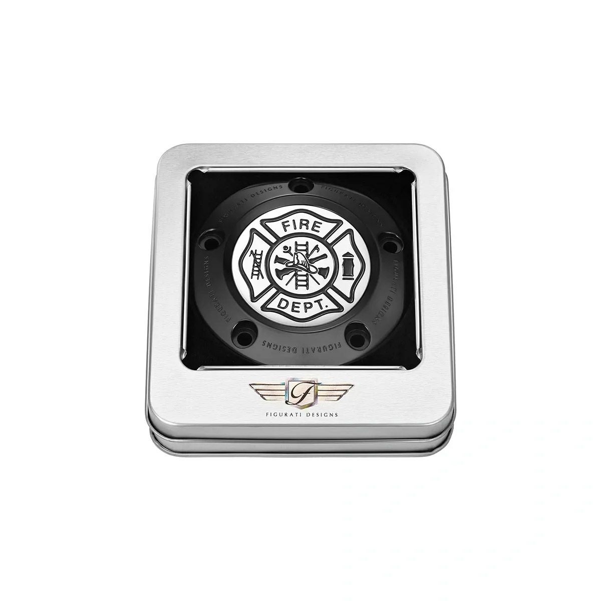 ツインカム ツーリング、ダイナ、ソフテイル、トライク タイマーカバー 消防士マルタ十字デザイン (ブラック)2