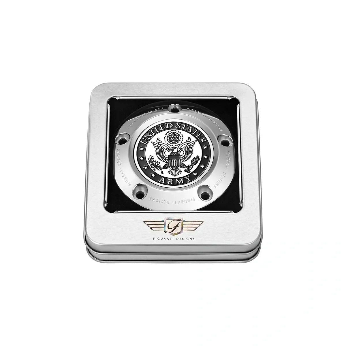 ツインカム ツーリング、ダイナ、ソフテイル、トライク タイマーカバー USアーミーデザイン (シルバー)3