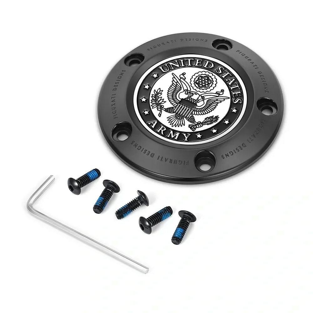 ツインカム ツーリング、ダイナ、ソフテイル、トライク タイマーカバー USアーミーデザイン (ブラック)