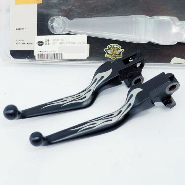 ダイナ、ソフテイル、ツーリング、スポーツスター フレイム・ハンドレバーセット (ブラック)