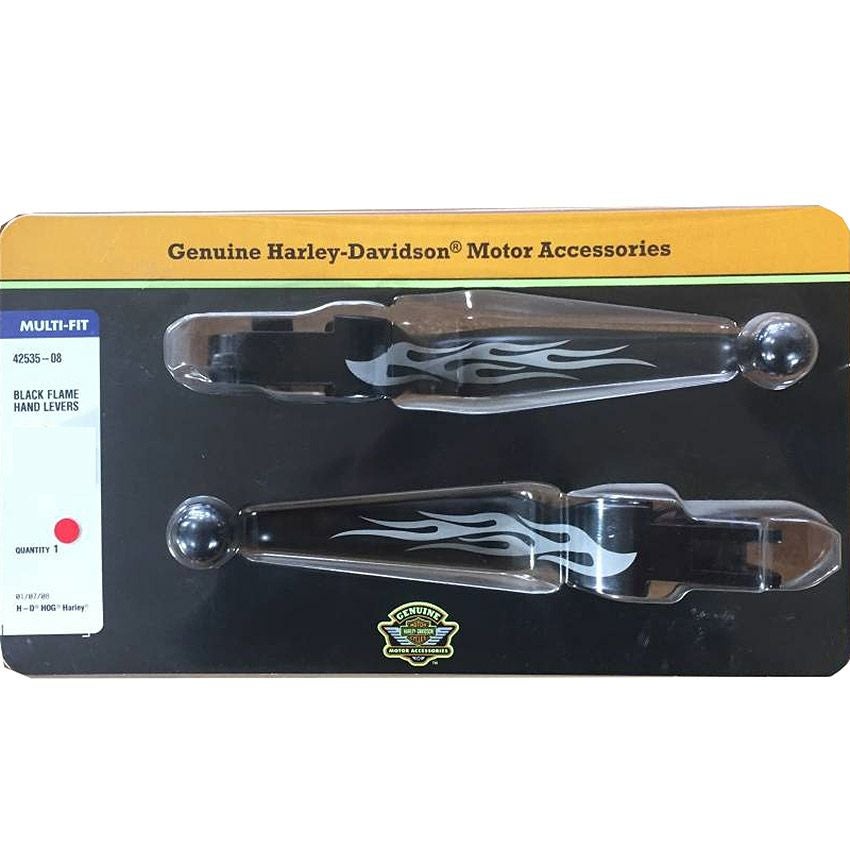 ダイナ、ソフテイル、ツーリング、スポーツスター フレイム・ハンドレバーセット (ブラック)1