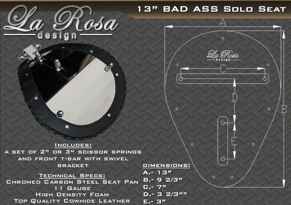 La Rosa Design 13インチ　バッドアス・ソロシート　ラスティック・ブラウン（本革）-03