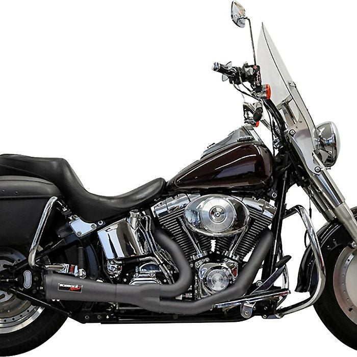 1986～2017 ソフテイル リッパー ショート・ロードレイジ 2-1 フルエキゾーストマフラー (ブラック)