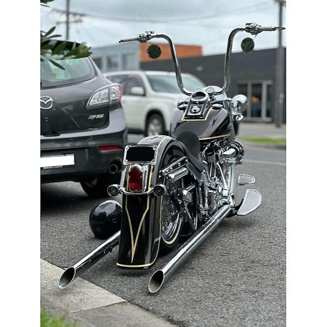 ツーリング、FLソフテイル ワッフル・19インチ フットボード (クローム)4