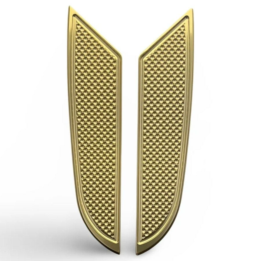 ツーリング、FLソフテイル ワッフルXL・22インチ フットボード (ゴールド)