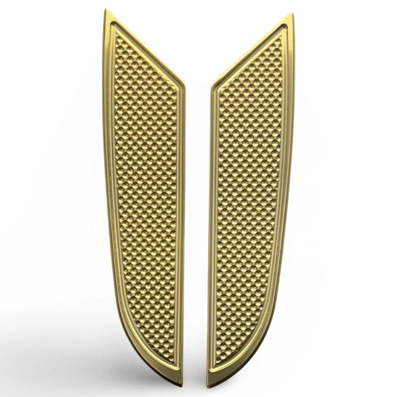 ツーリング、FLソフテイル ワッフルXL・22インチ フットボード (ゴールド)