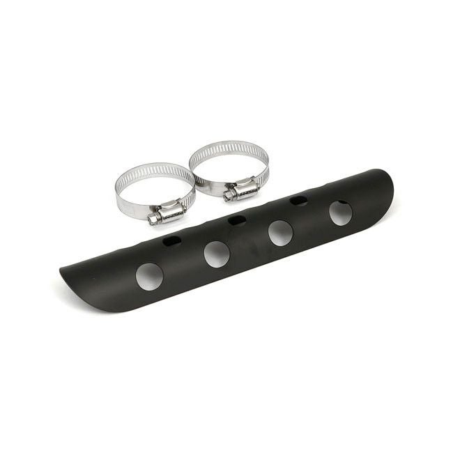 ハーレー用 汎用ヒートシールド 10インチ x 1-3/4インチ径 ホールデザイン (ブラック)