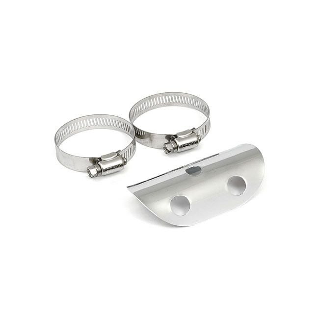 ハーレー用 汎用ヒートシールド 4インチ x 1-3/4インチ径 ホールデザイン (クローム) 