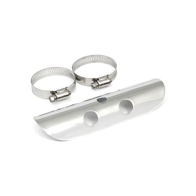 ハーレー用 汎用ヒートシールド 7インチ x 1-3/4インチ径 ホールデザイン (クローム)