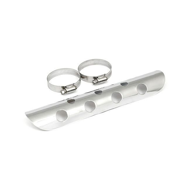 ハーレー用 汎用ヒートシールド 10インチ x 1-3/4インチ径 ホールデザイン (クローム) 