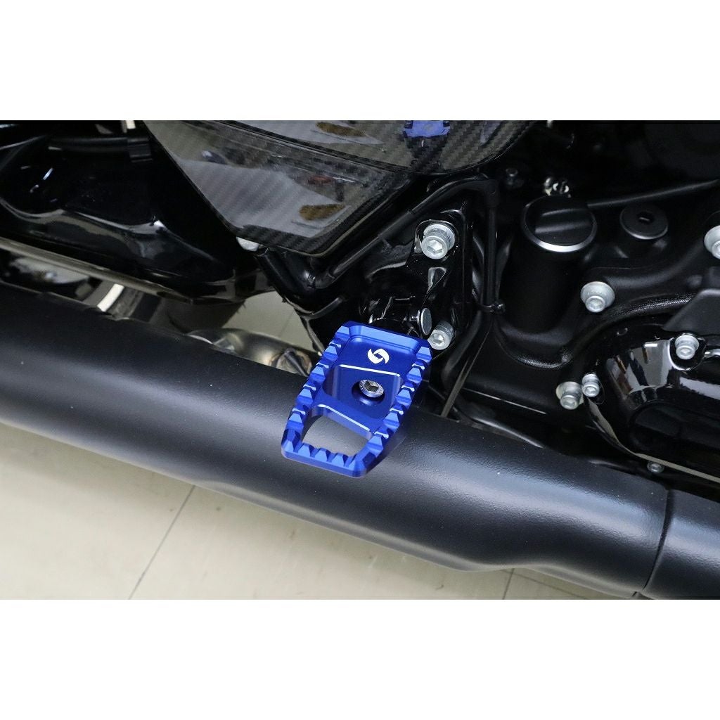 スポーツスター、ダイナ、ツーリング、ソフテイル アルミ削り出し フットペグ (ブルー)1