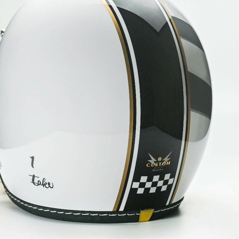 500TXシリーズ 1TAKE カスタム ジェットヘルメット グロスホワイト/ブラック feture 8