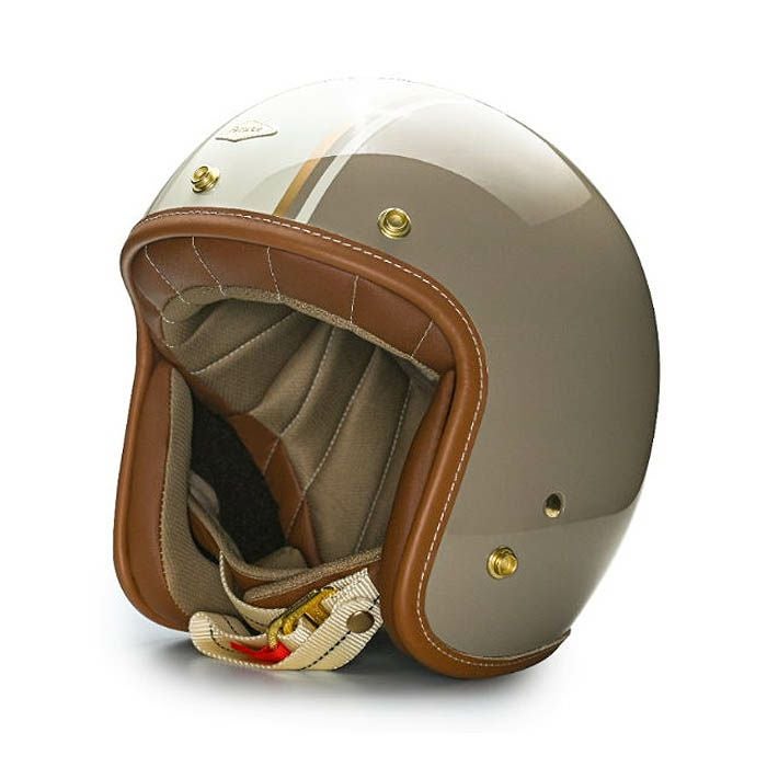 GODENシリーズ カスタム ジェットヘルメット グロスキャメル/ホワイト feture