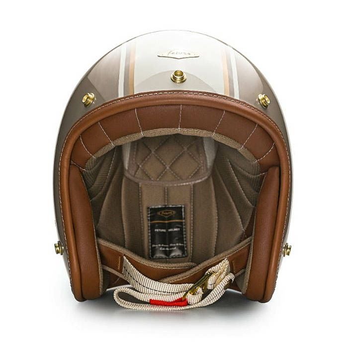 GODENシリーズ カスタム ジェットヘルメット グロスキャメル/ホワイト feture 2