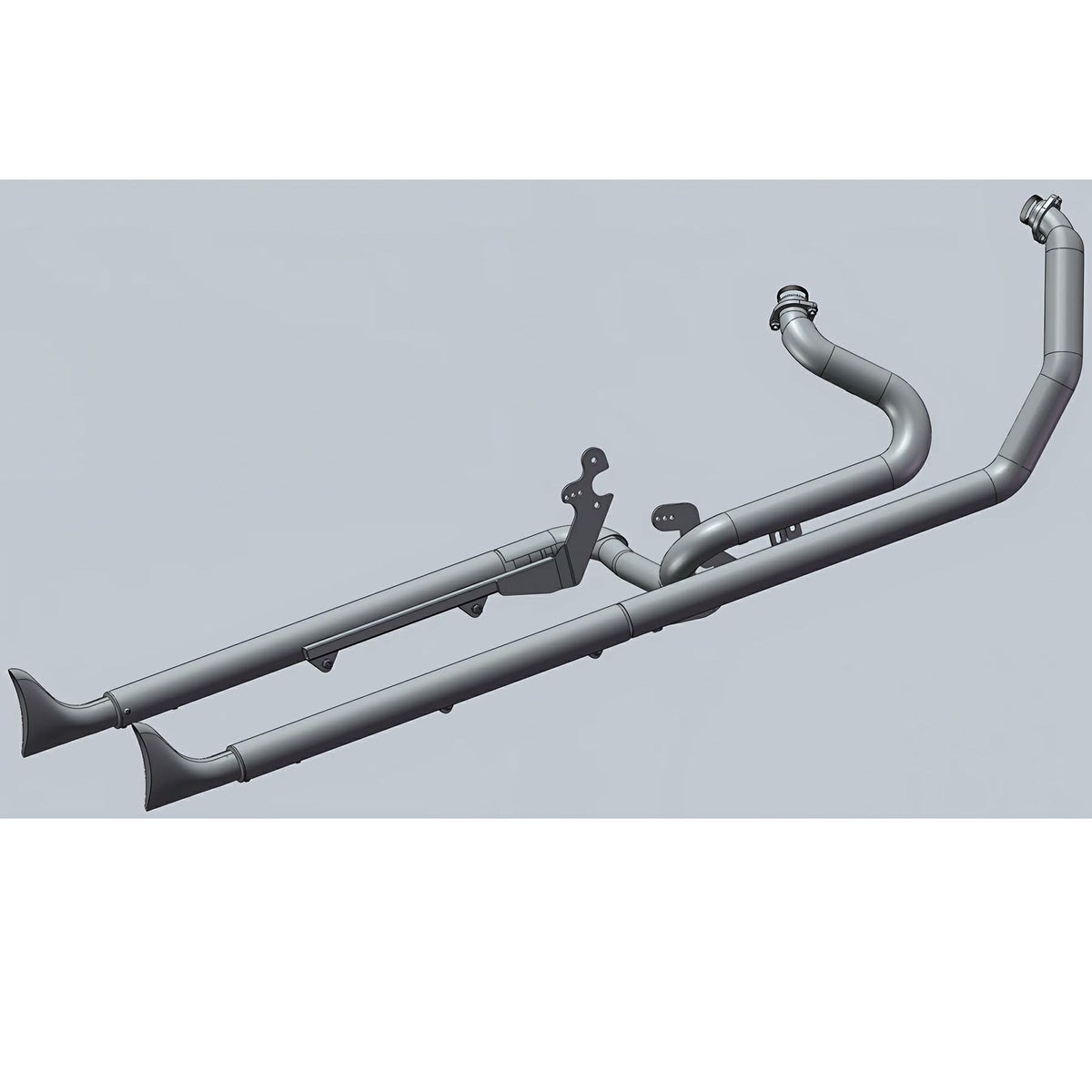  M8 ヘリテイジクラシック、デラックス 33インチ フィッシュテール 左右両出し・フルエキゾーストマフラー (クローム)2