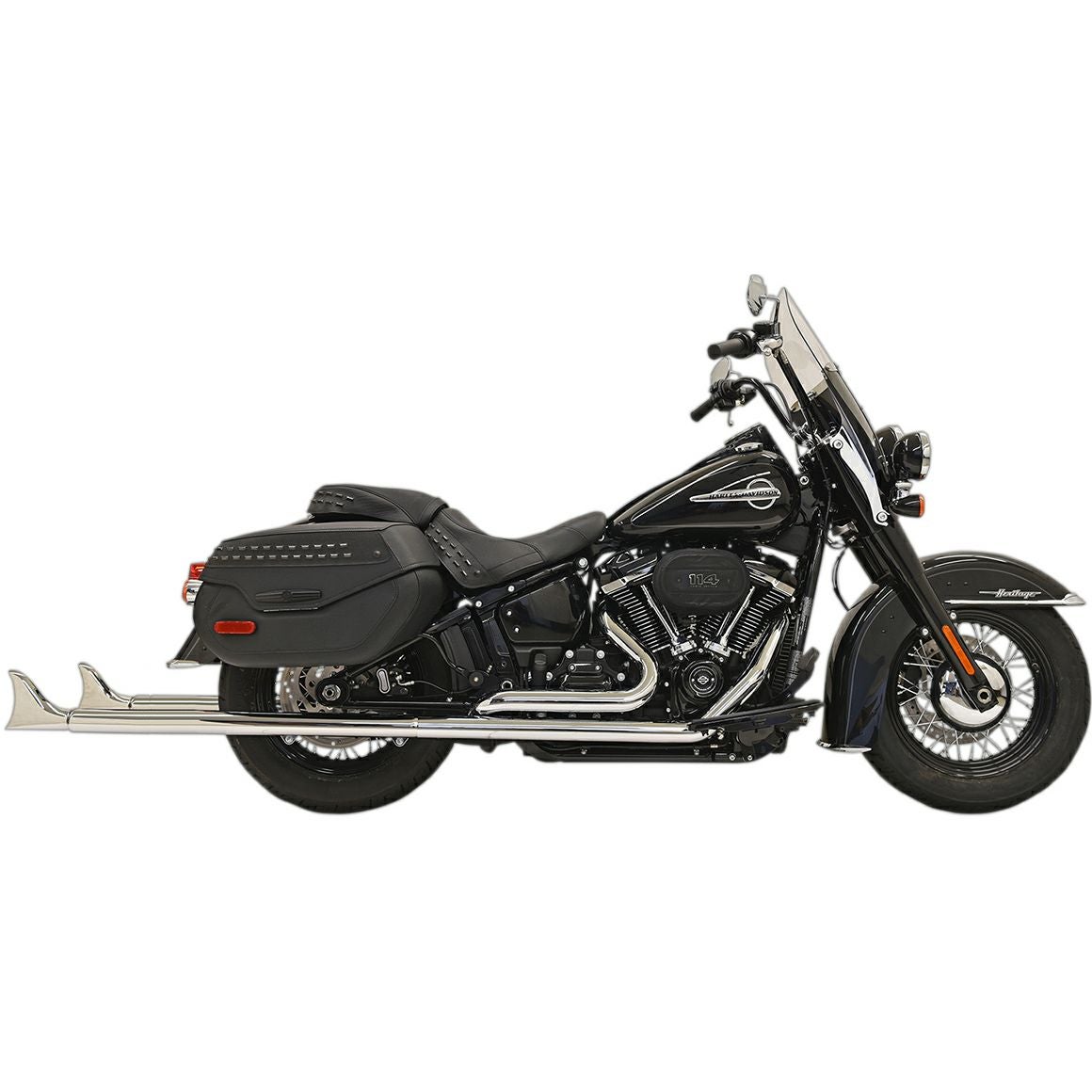 M8 ヘリテイジクラシック、デラックス 42インチ フィッシュテール 左右両出し・フルエキゾーストマフラー (クローム)5