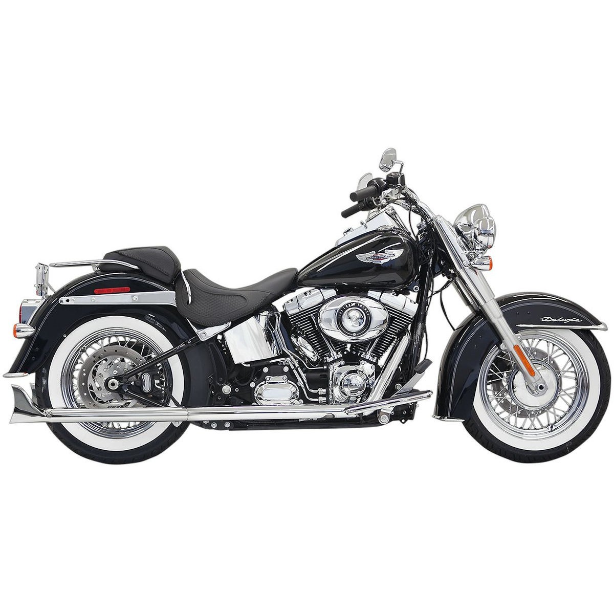 1989～2017 ソフテイル 30インチ フィッシュテール 左右両出し・フルエキゾーストマフラー (クローム)1